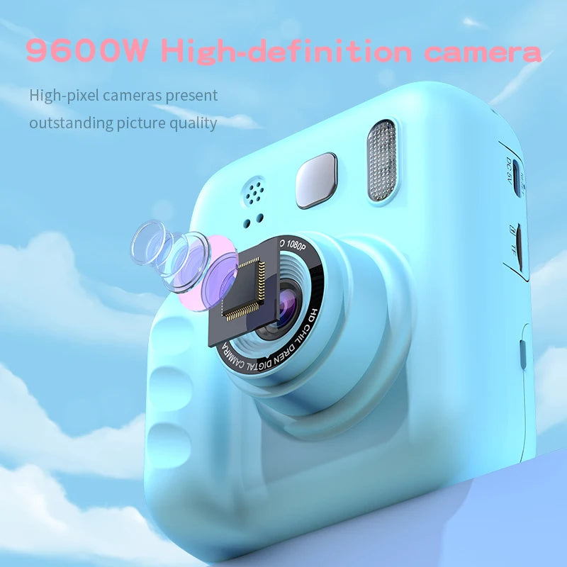Children's Instant Print Camera, 2.4-inch HD Screen, Dual Cameras, 1080P Video Recording, Built-in Music & Games, Fun Photo Prin