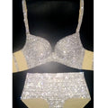 NEW Bikini Set Women Bling Diamante Carnival Bra Crop Top Crystal Panties Rave Festival Bikini Set Burning Man Outfit Club Wear