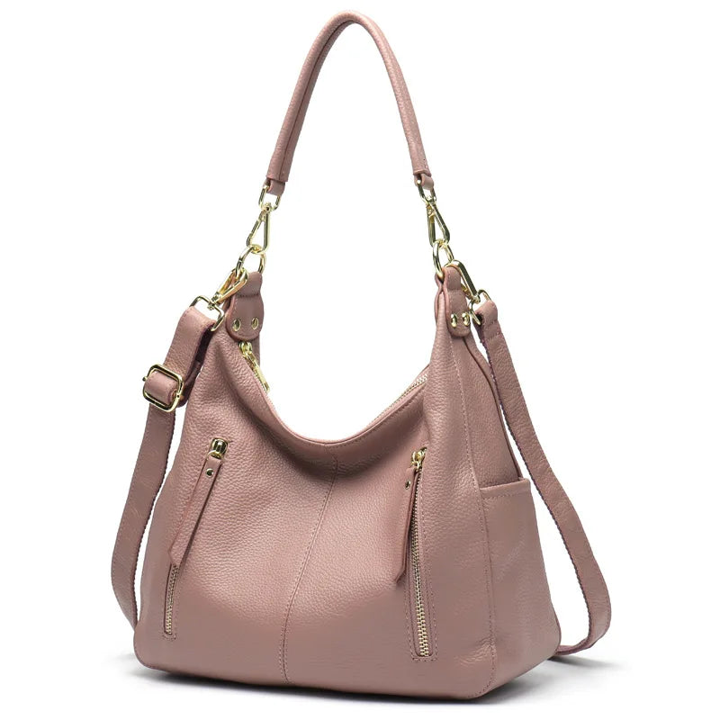 Zency High Quality Large Capacity Women's Hobos Shoulder Bags Soft Genuine Leather Handbag Elegant Classic Female Crossbody Bags