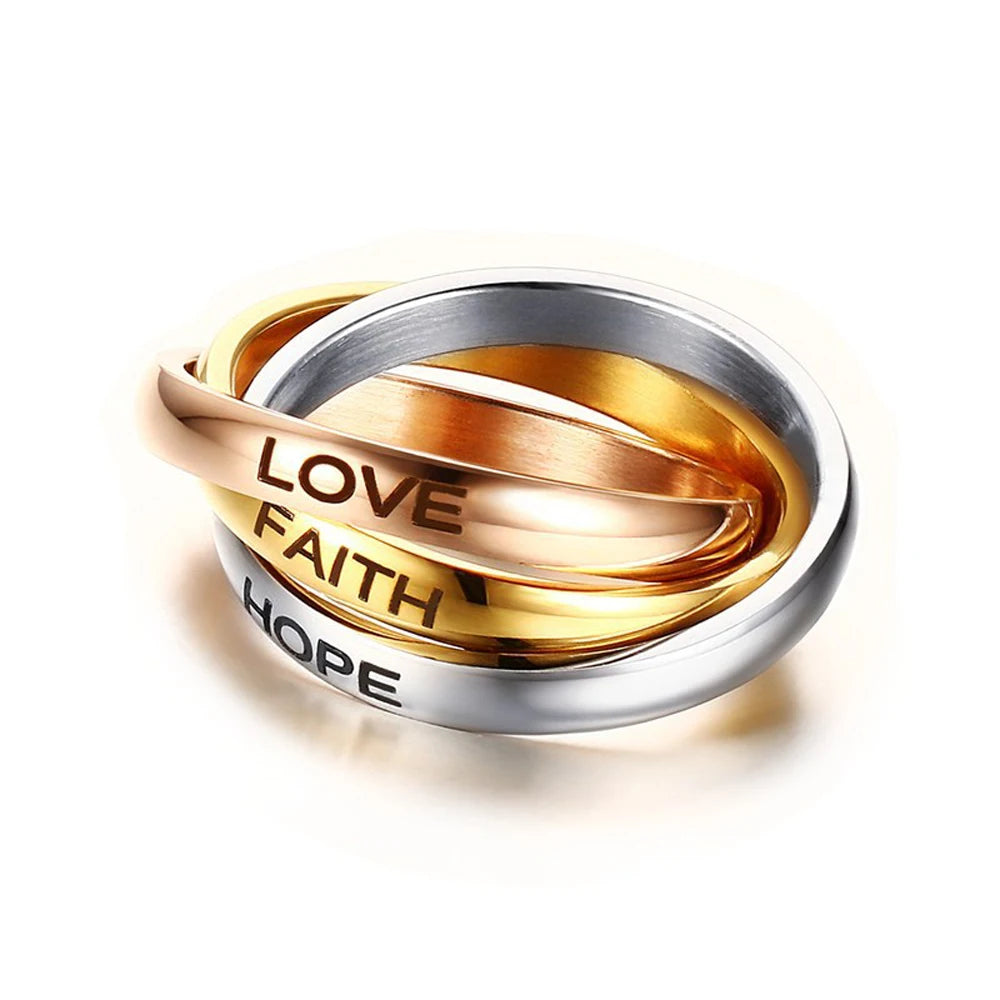 Customize Jewelry 3 Finger Ring Sets For Women Stainless Steel Wedding Engagement Ring Personalized Wholesale