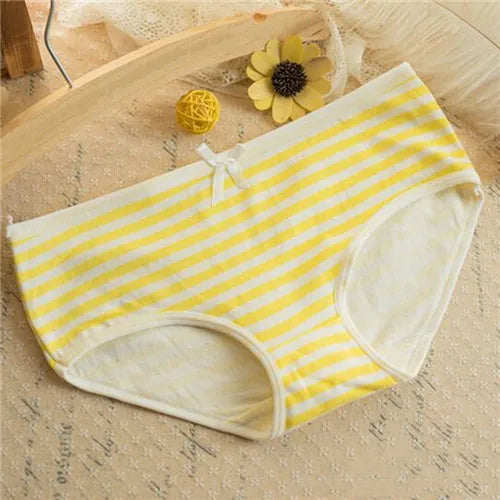 Fashion Soft Cotton Stripes Panties Bowknot Cute Underwear Women Panties Briefs Good Quality Soft Comfy Underwear Candy Color