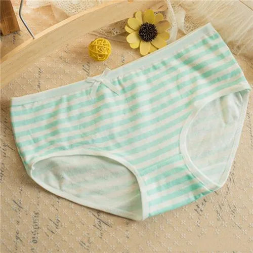 Fashion Soft Cotton Stripes Panties Bowknot Cute Underwear Women Panties Briefs Good Quality Soft Comfy Underwear Candy Color
