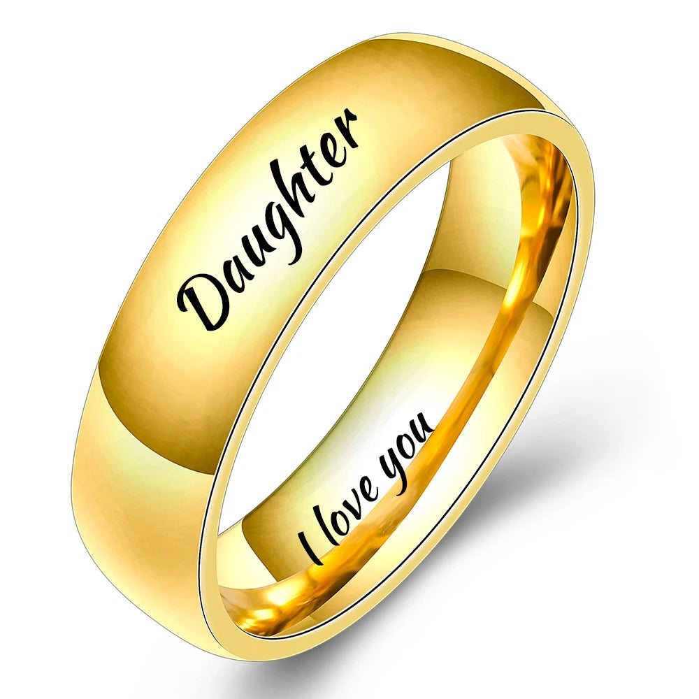 Fashion Jewelry High Polished Engrave Name Date Logo Ring Wholesale Stainless Steel Wedding Engagement Brand Rings For Men Women
