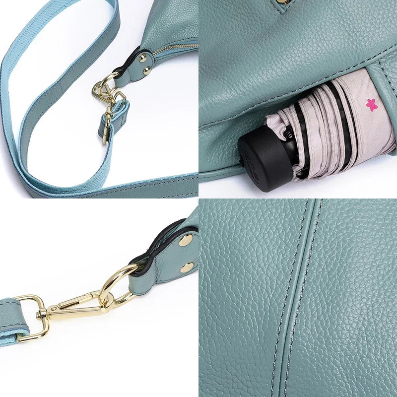 Zency High Quality Large Capacity Women's Hobos Shoulder Bags Soft Genuine Leather Handbag Elegant Classic Female Crossbody Bags