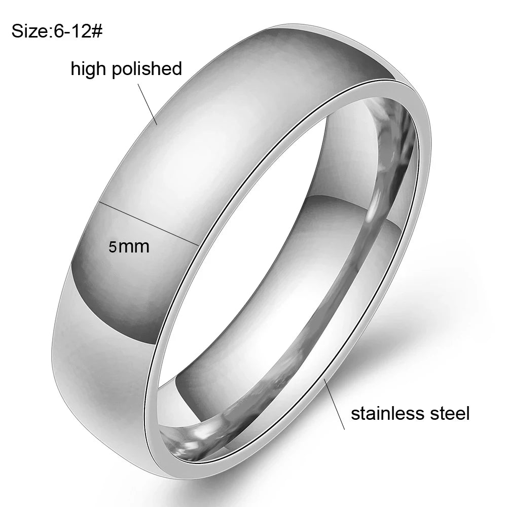Fashion Jewelry High Polished Engrave Name Date Logo Ring Wholesale Stainless Steel Wedding Engagement Brand Rings For Men Women