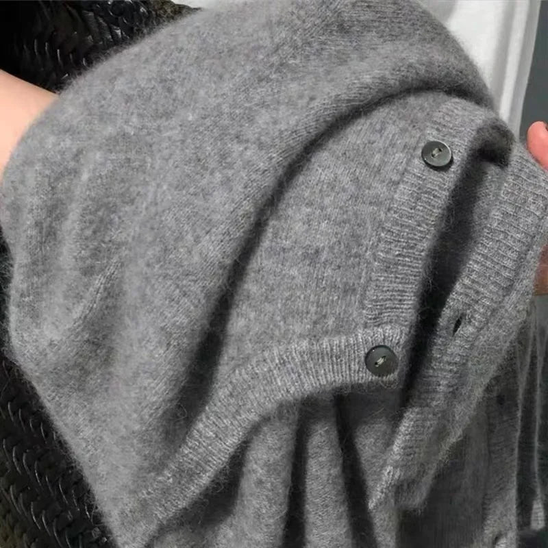 2026 Long Sleeve Vintage Y2k Tops Korean Knitted Cardigan Women's Autumn Winter Fashion O-Neck Versatile Slimming Basis Sweater