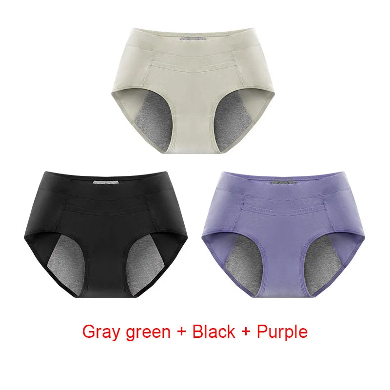 Women's Panties UnderwearLeakproofBreathable Briefs MenstrualPants PlusSizeWaterproof Mid Waist Organic Cotton Protective Briefs