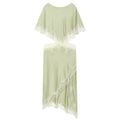 HXAO Asymmetric Satin Lace Dress Women's Dress Summer 2026 Sexy Midi O-Neck Batwing Short Sleeve Cut Out Vestidos Party Dresses