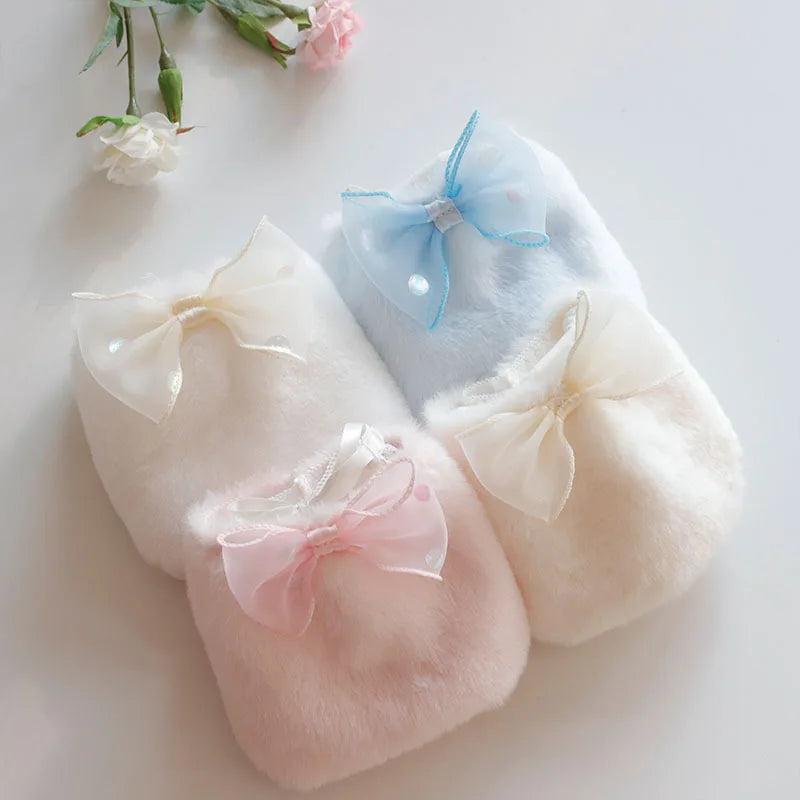 Women Cute Lovely Sweety Princess Style Bow Cotton Panties Flesh Soft Keep Warm Autumn Winter Underwear Candy Color Breifs