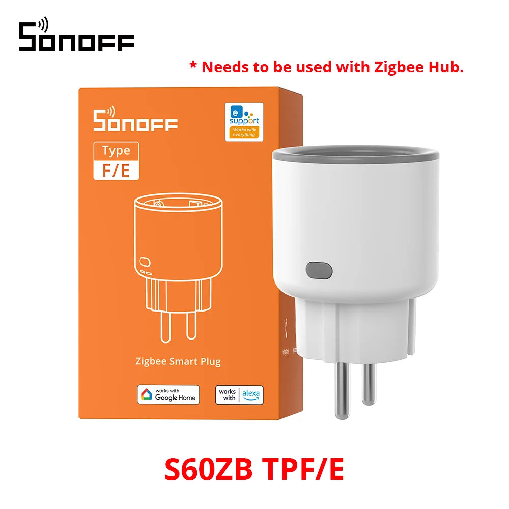 SONOFF S60ZB IPlug Zigbee Smart Plug Energy Monitoring Wireless Socket Timer Smart Switch Voice Control Google Home Amazon Alexa
