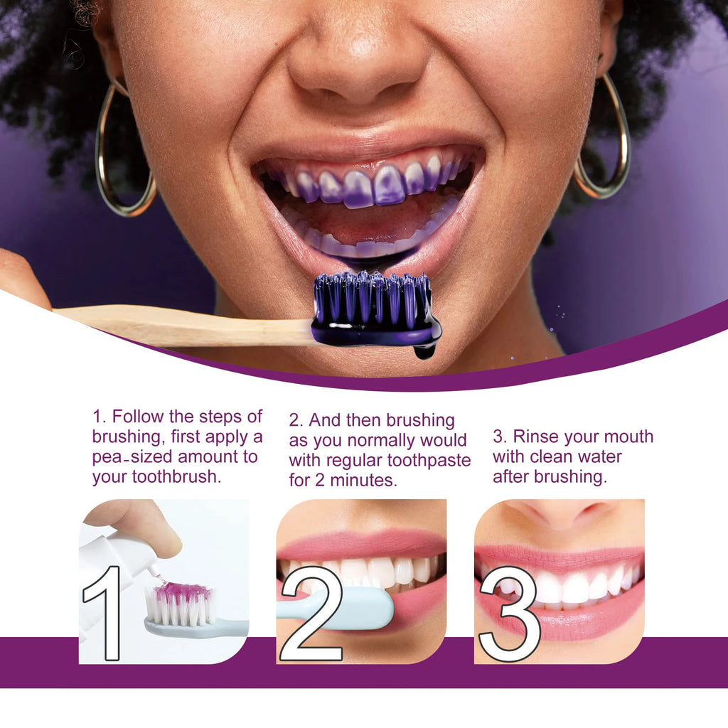 Whitening Toothpaste for Teeth Cleaning Plaque Stains Remover Odor Oral Bad Smell Refreshing Gums Hygiene Purple Toothpaste 30ml
