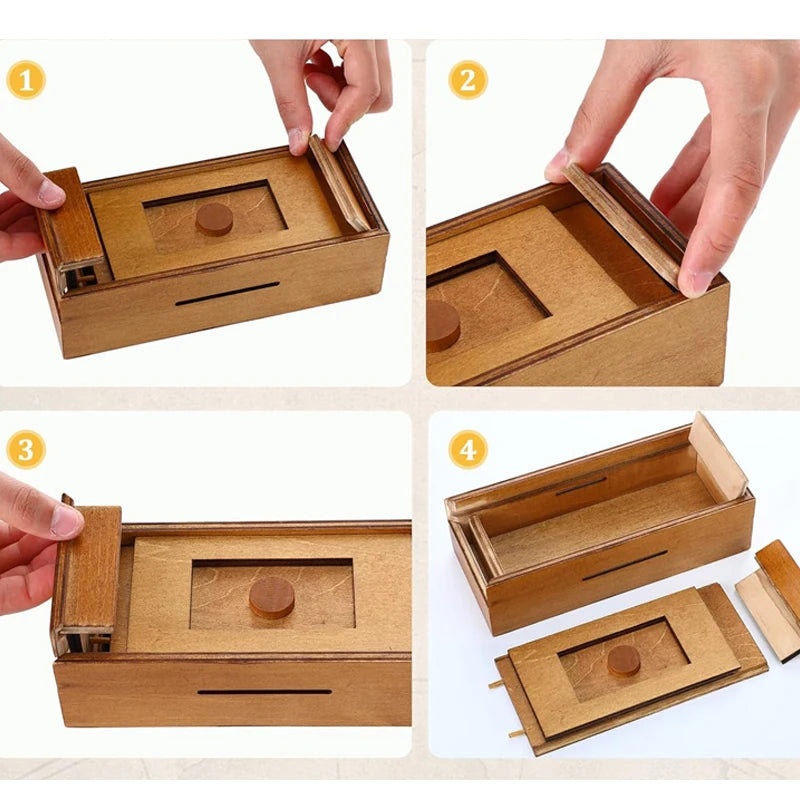 Surprise Secret Box Brain Teaser Wooden Puzzle Boxes with Hidden Compartments Creative Gift Ideas For Adults Teens Kids