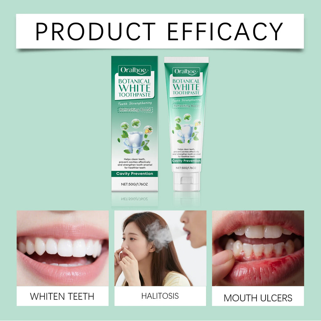 Botanical Toothpaste Contains Plant-Based Active Deeply Clean Teeth Stains Prevent Cavities Long-Lasting Fresh Breath