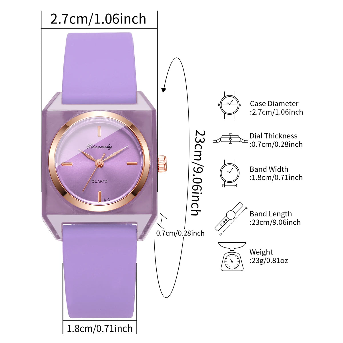 Elegant Rectangle Dial Women Watches Fashion Silicone Band Ladies Analog Wristwatches Reloj Mujer Girls Clock Gift (Without Box)