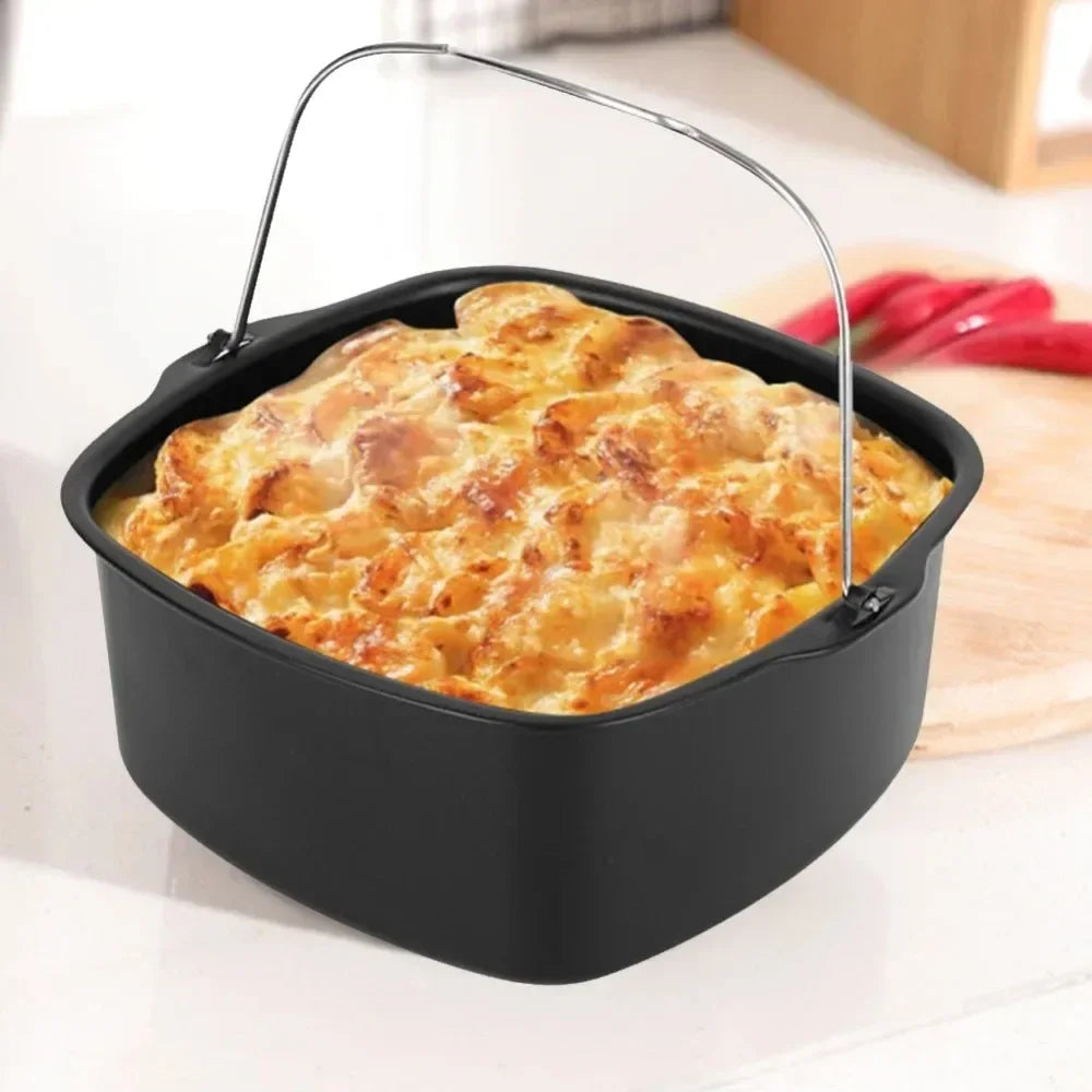 Non-Stick Air Fryer Baking Tray & Basket, Oven-Safe Cake Pan for Philips, Multi-Use Kitchen Tool for Chips, Pizza & Desserts