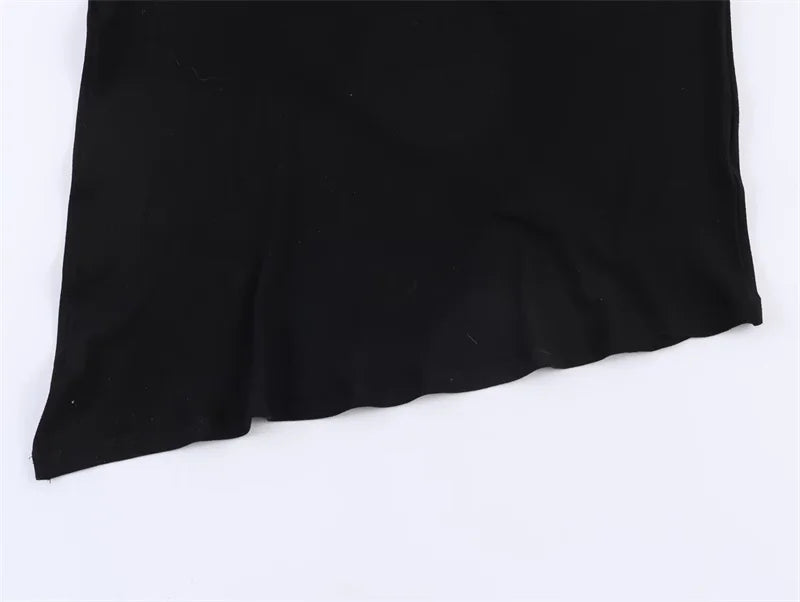 Women's Top 2026 Spring New Style Black Short-Sleeve High-Neck Asymmetrical Pleated Decorative Top Elegant and Stylish Personal