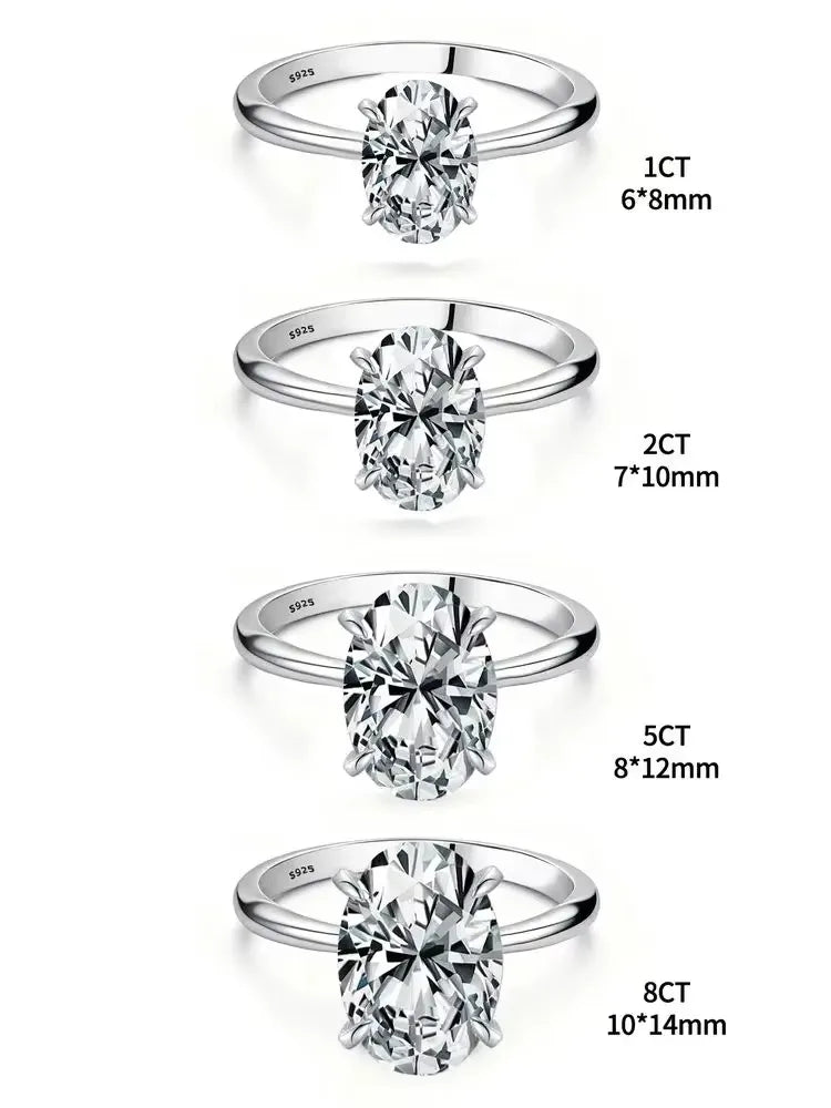 925 Sterling Silve Shiny Gorgeous 1-8CT Oval Zircon Ring For Women Anniversary Daily Party Luxury High Quality Fine Jewelry