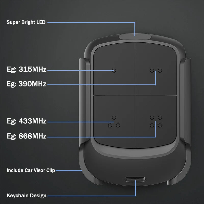 Newest 280MHz-868MHz Multifrequency Garage Door Remote Control Duplicator 433MHz 868MHz Auto Scan Clone Code Grabber Gate Opener