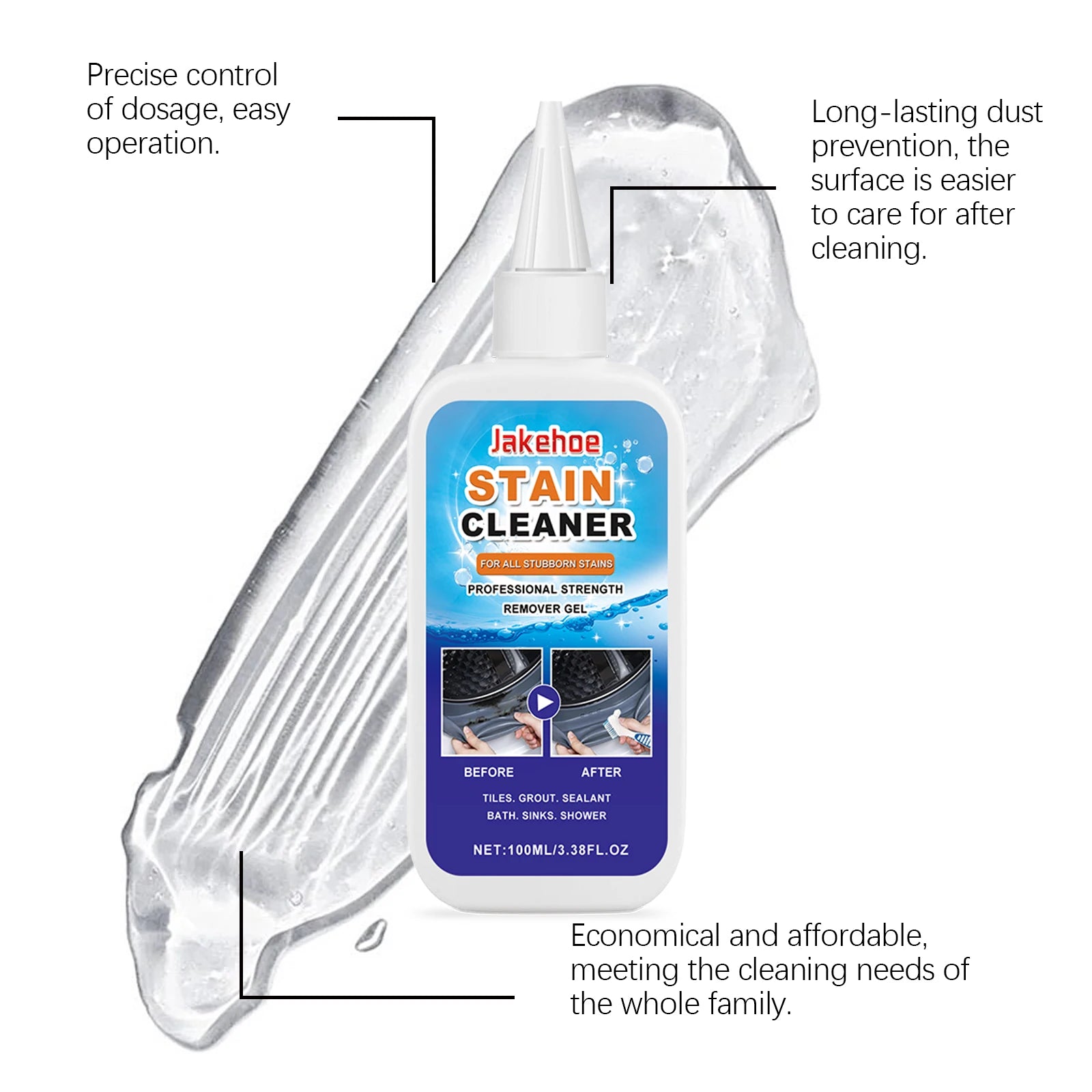 Household Stain Cleaner Professional Strength Remover Gel Multi-purpose Mildew Repellent Gel for Washing machine Toilet
