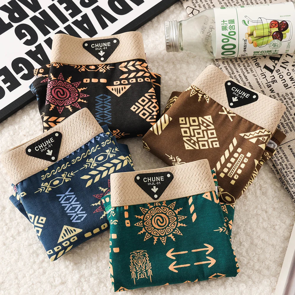 3PCS/Pack 100% Cotton Vintage Print Women's Panties Super Soft Hygroscopic Breathable Underwear High Elastic Waistband Shorts