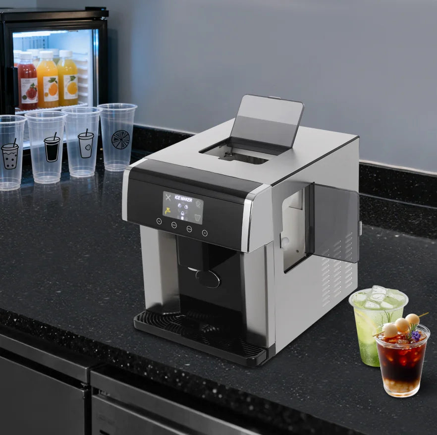 100-150W Stainless Steel Ice Machine LCD Touch Control Ice Maker R290 110V/60Hz Ice Generator Used In Homes Cafes Offices And More