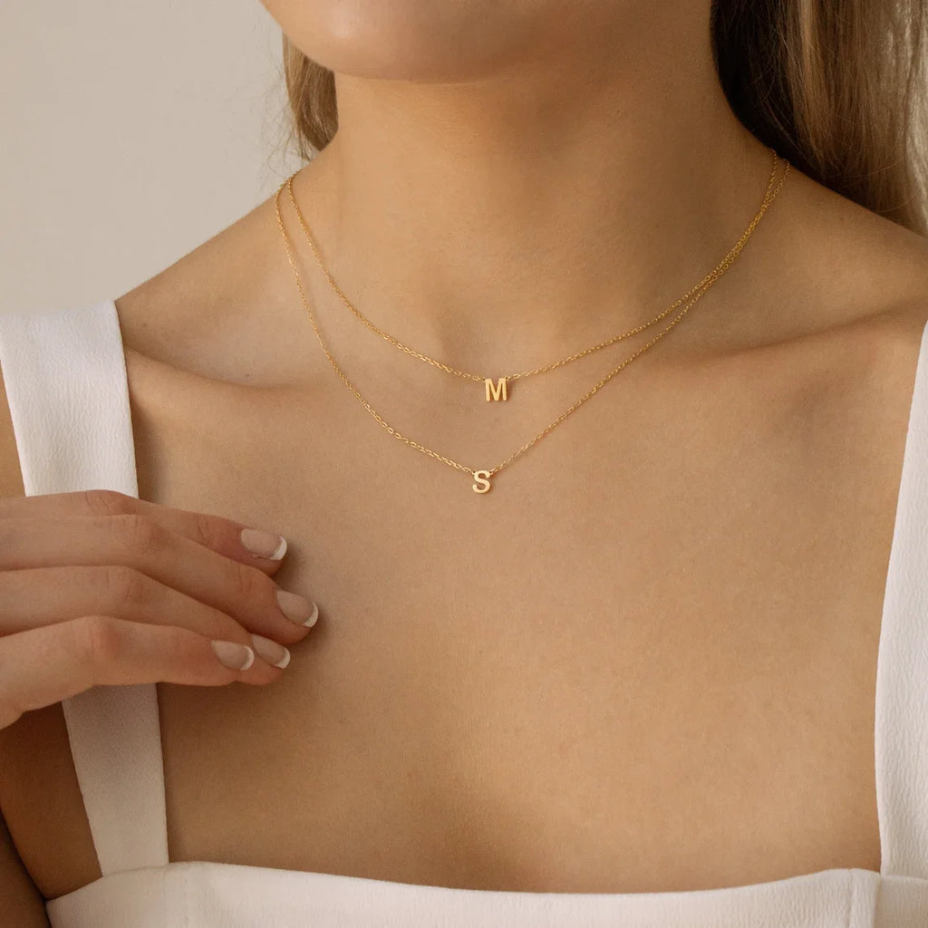 Initial Letters Necklace For Women Stainless Steel Jewelry Pendant Alphabet Single Name Choker Necklaces Dropshipping