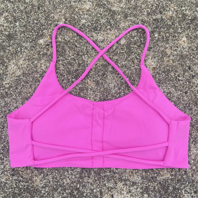 Cross Straps Sports Bra Women Gym Yoga Crop Workout Top Vest High Support Fitness Bralette Push Up Underwear Soft Breathable