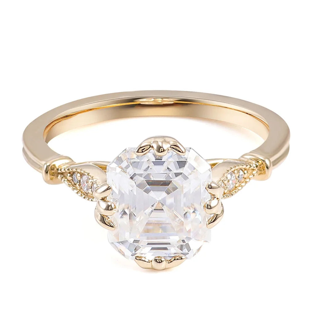 Provence 10K/14K/18K Moissanite Wedding Rings for Women Asscher Cut 3CT D Color Custom Jewelry DIY Engagement Rings