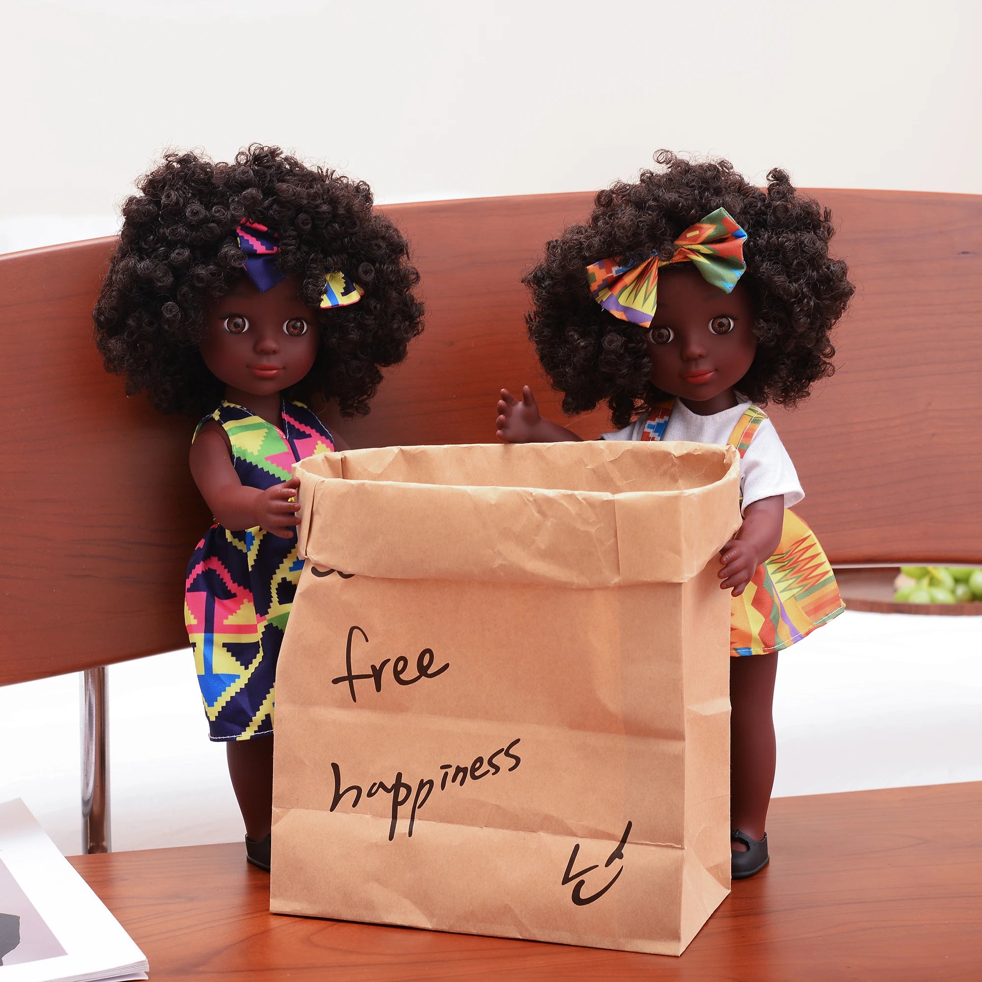 One Piece 14 Inch American African Black Doll with Curly Hair - Perfect Gift for Girls on Birthday - Full Set Included