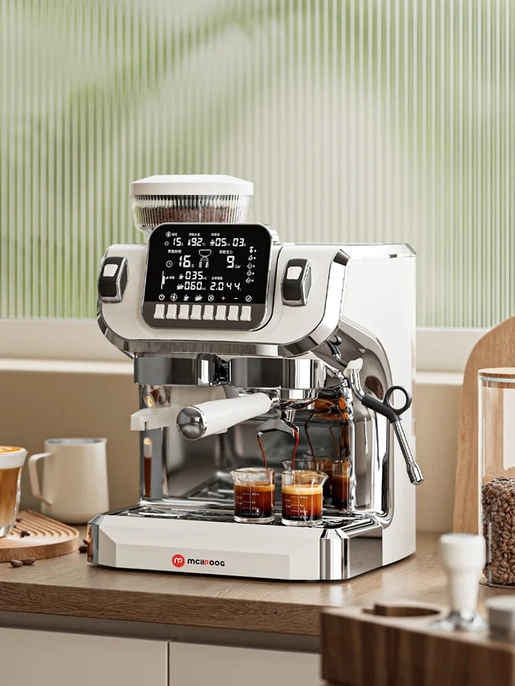 Mcilpoog TC520 Semi Automatic Coffee Machine with Grinder & Steamer, 6-Inch Large Display, Coffee Maker for  Home and Office.