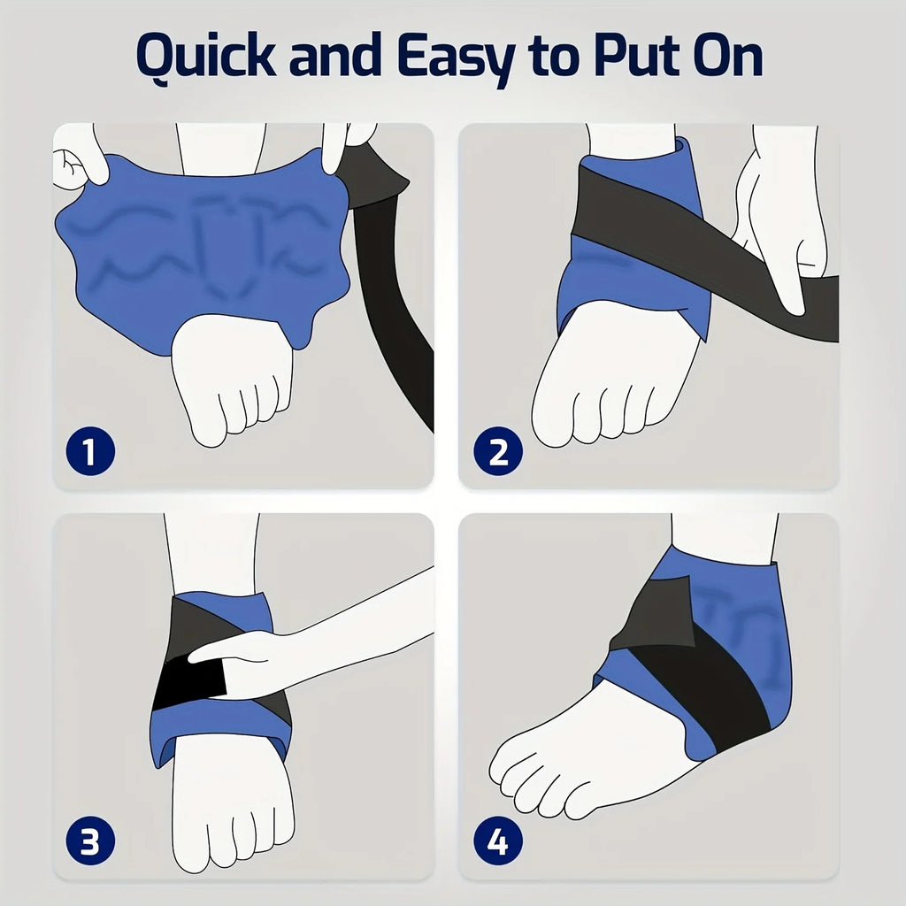 1PC Reusable Nylon Ankle Protection Ice Pack with Adjustable Straps, Suitable for Both Home and Outdoor Use