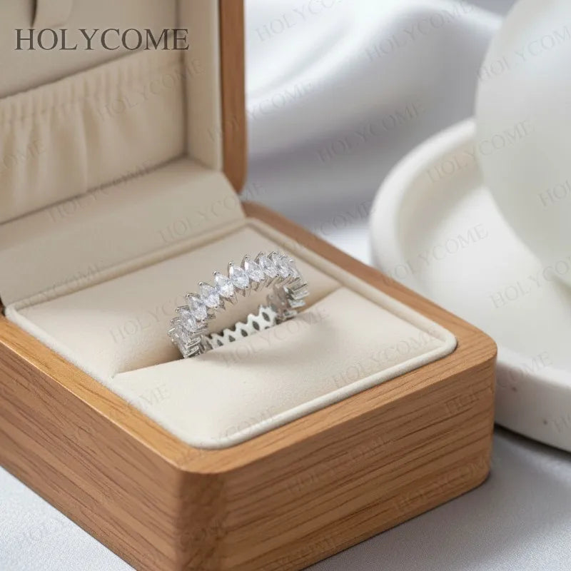 Marquise Cut Custom Moissanite Ring 2x4mm D Color VVS1 Wholesale Price For Ladies Girls Wedding Birthday Party Jewelry Presents