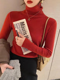2026 Autumn Winter Basic Slim Soft Solid Color Turtleneck Sweater Pullover Women Casual Long Sleeve Chic Bottom Knitted Jumper