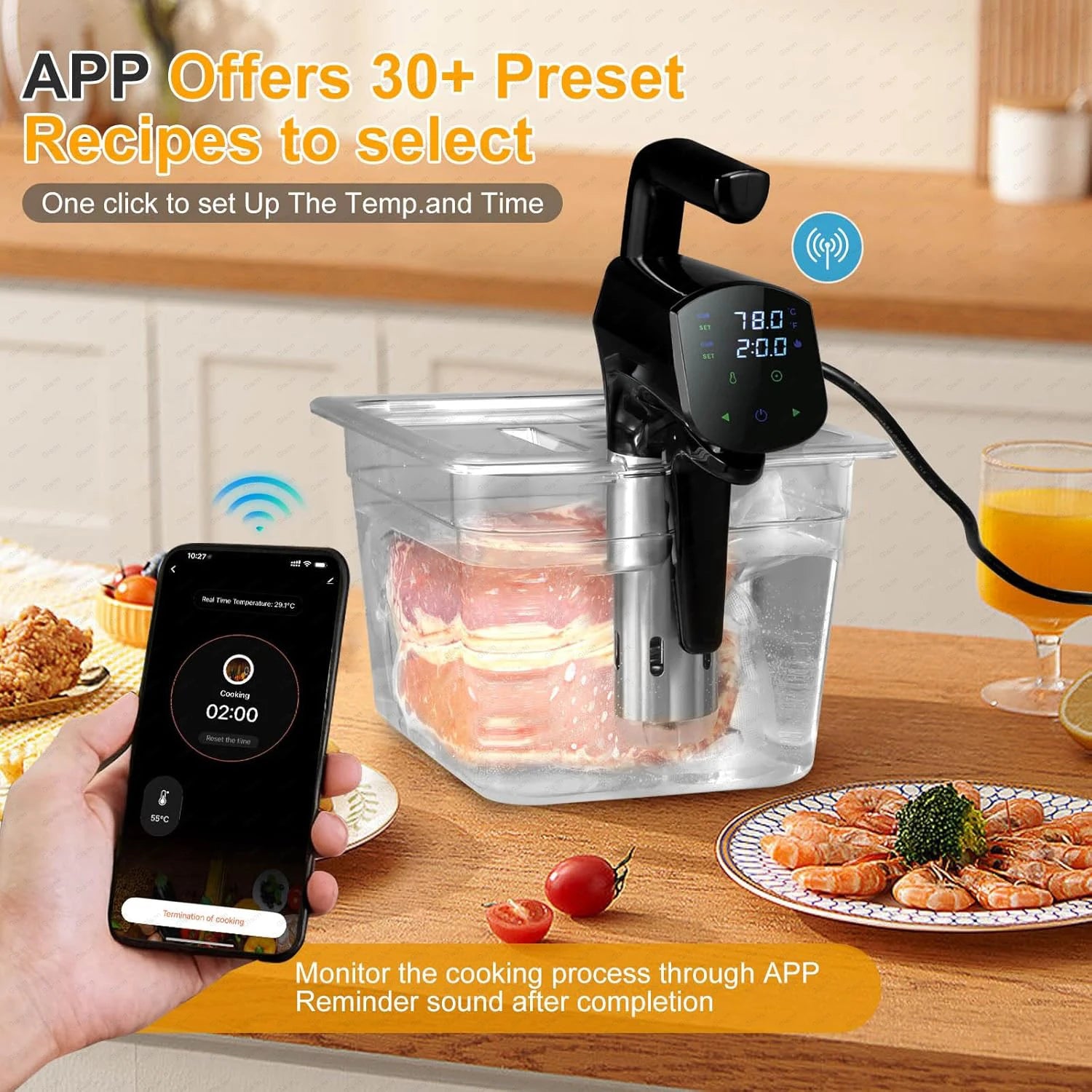 Gison 1800W NEW Sous Vide Cooker LCD Touch Immersion Circulator Accurate Cooking IPX7 with Fast heated Waterproof Vacuum Cooker 66