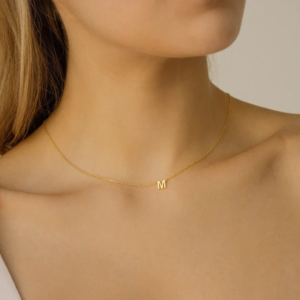Initial Letters Necklace For Women Stainless Steel Jewelry Pendant Alphabet Single Name Choker Necklaces Dropshipping