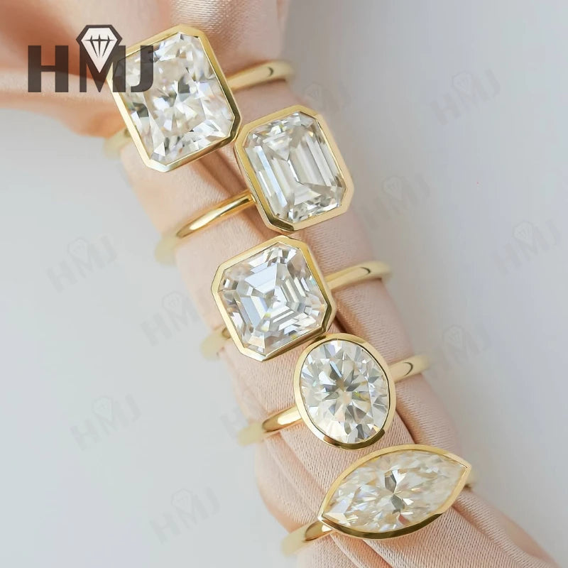 Wedding Customize Ring Marquise Shape 10k 14k 18k Gold Moissanite Diamond  Engagement Band Certificat Charms Anniversary Gift