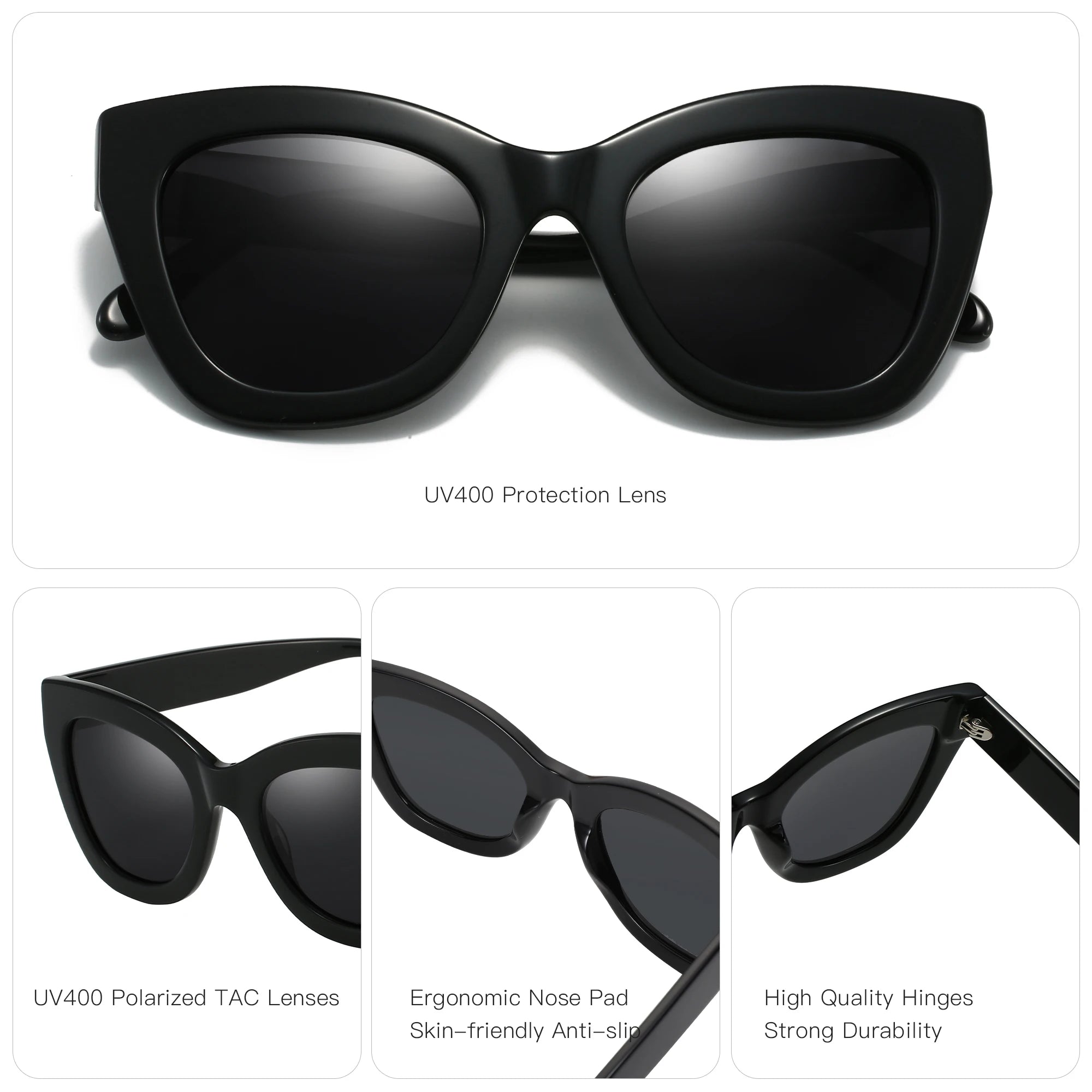 BLUEMOKY Acetate Cat Eye Polarized Sunglasses For Women UV400 Protection Fashion Custom Driving Glasses