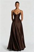 2026 fashion new ins with ladies' style dress thin sling low-cut V-neck slim backless sexy solid color high simple elegant dress