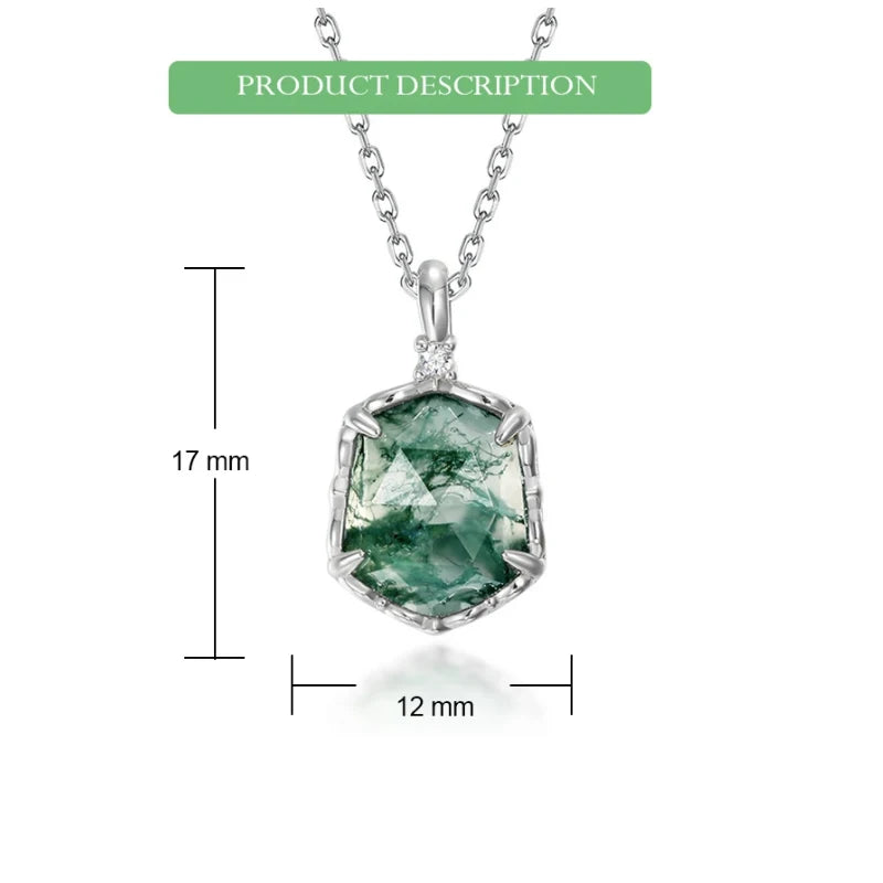 WES 925 Sterling Silver Natural Moss Agate Pendant Necklace For Women Boho Vintage Fine Jewelry Engagement Birthday Party Gift