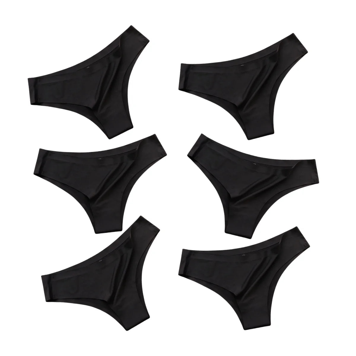 6Pcs/Set Ice Silk Panties Women Seamless Underwear Brazilian Underpants Low Waist G-string Female Solid Color Ultra-thin Briefs
