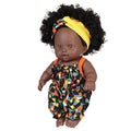 8inch 20cm American African Black Doll with Clothes Full Vinyl Body Curly Hair Doll Realistic Black Baby Doll Girl Birthday Gift