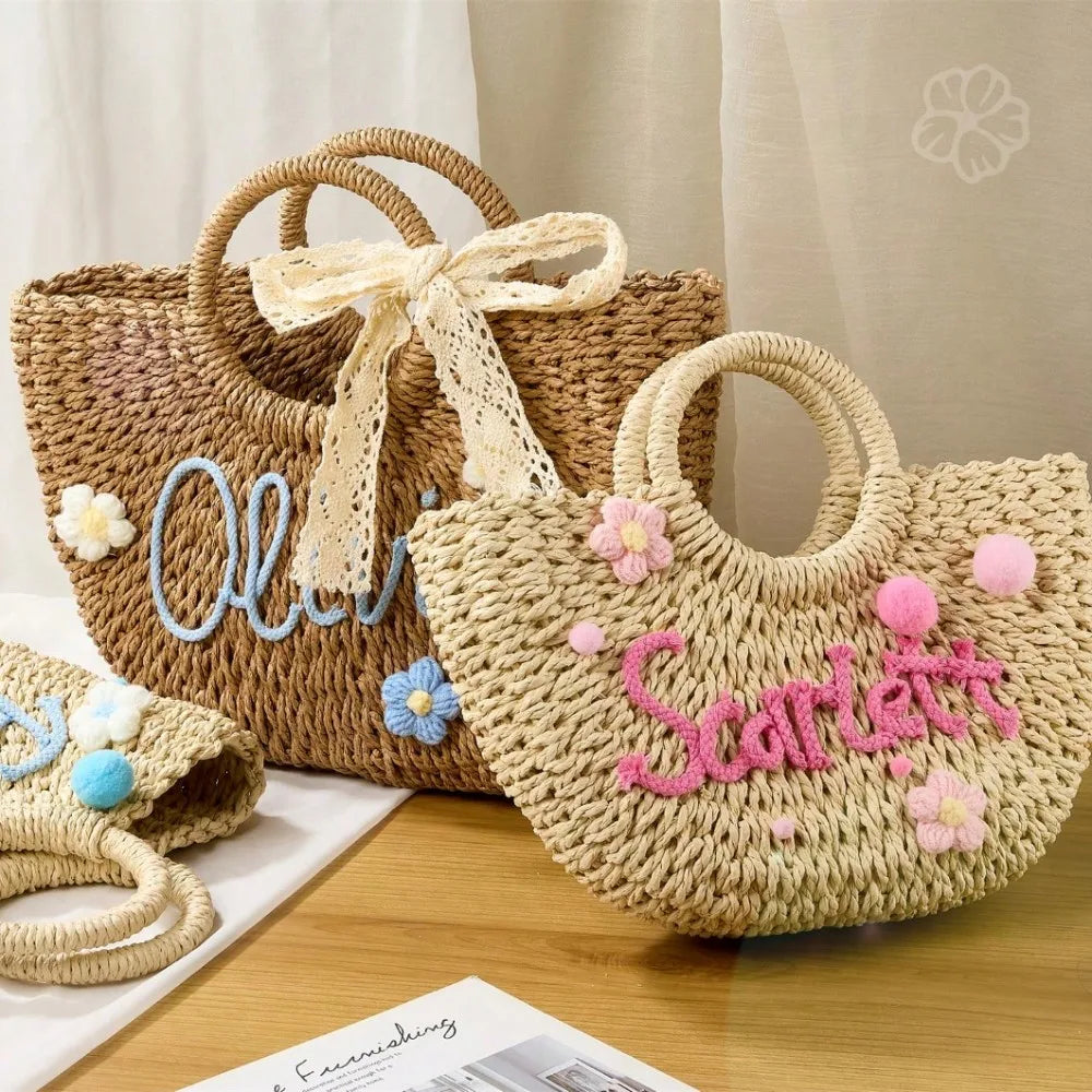 Personalized Straw Bridesmaid Handbag_bridesmaid Beach Bag_bachelorette Party Gift Bag_custom Hand-held Gift Basket_bridesmaid