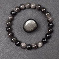 Natural Golden Obsidian Stone Beads Bracelet Men Women Golden Light Rainbow Obsidian Raw Stone Round Bead Natural Energy Jewelry