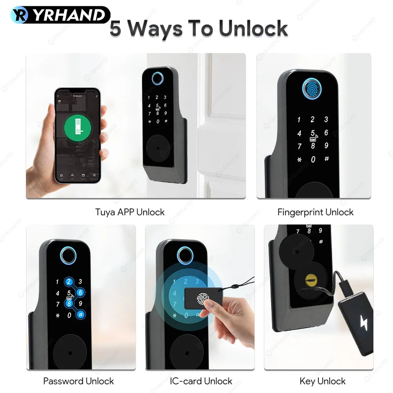 Fingerprint Lock Waterproof Tuya Wifi Remote Control Bluetooth TTLock App Mechanical Electronic Smart Door Lock for Home