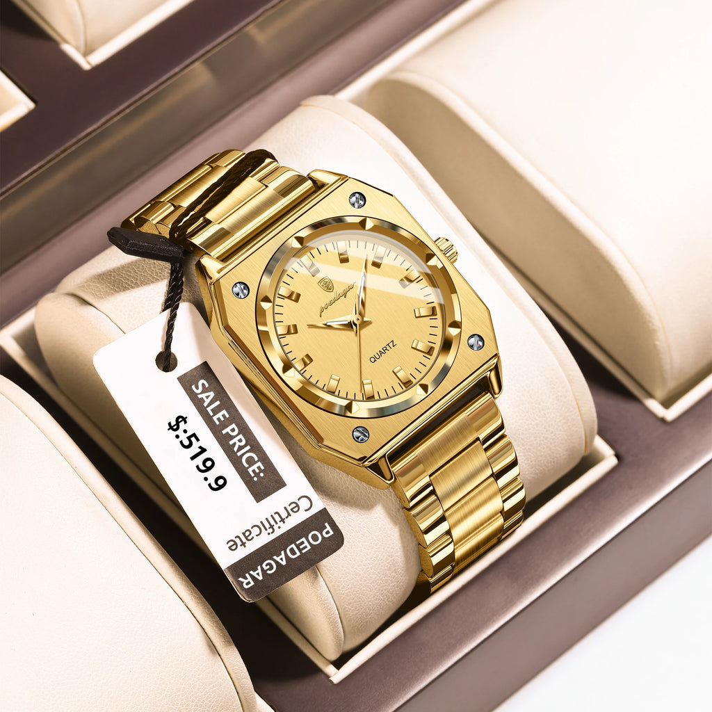 POEDAGAR Fashion Square Ladies Wristwatch Stainless Steel Waterproof Luminous Woman Watch Elegant Luxury Women's Quartz Watches
