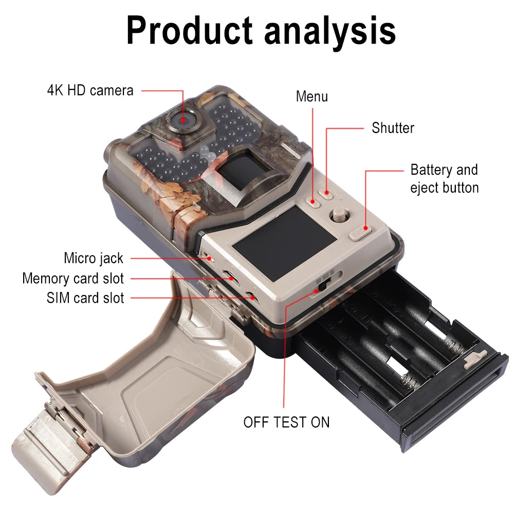 4G 120MP 4K APP Trail Camera 4K Live Broadcast  FREE Cloud Service Hunting Photo Traps Wildlife Cameras Night Vision HC900PRO