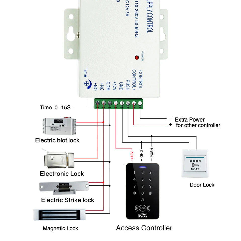 5YOA Smart Electric Mortise Locks with Drop Bolt DC12V Electronic Lock Adjustable Time Delay Fail Safe Mode for Access Control