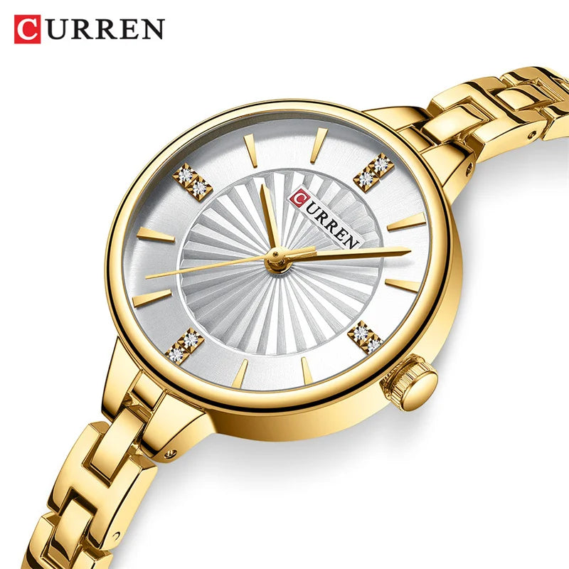 CURREN 9097 Luxury Bracelet Simple Casual Quartz Watch Women's Watches Elegant Premium Compact Watch Date часы женские на