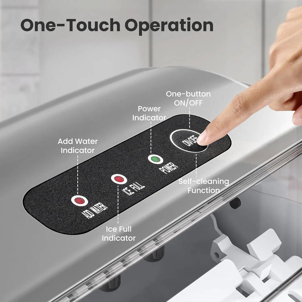 Portable Countertop Ice Maker Machine with Handle, 9 Bullet-Shaped Ice Cubes Ready in 6 Mins, 26Lbs/24H,Customized