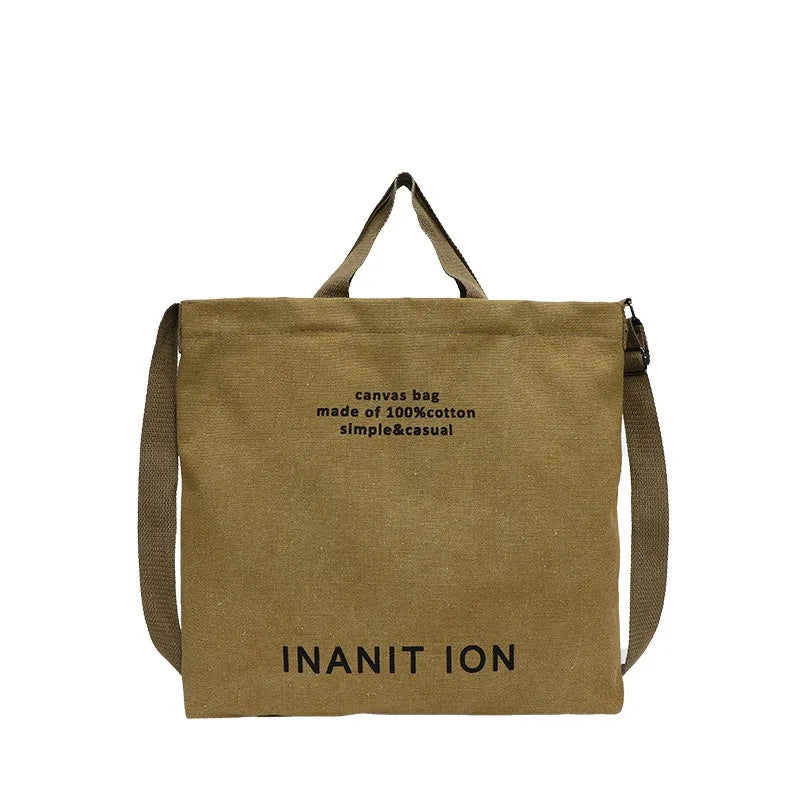 Japanese Canvas Men's and Women's Messenger Bags, Washed Canvas Thickened Handbags, Large-capacity Trendy Urban Literature and A